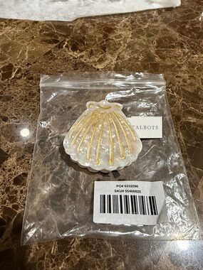 Talbots Pearlized White and Gold Shell Hair Clip